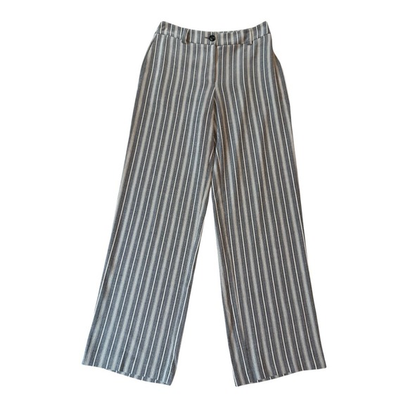 Topshop Striped Wide Leg Pants Career Casual Trousers Gray White Size‎ 2 NWT - Picture 1 of 6